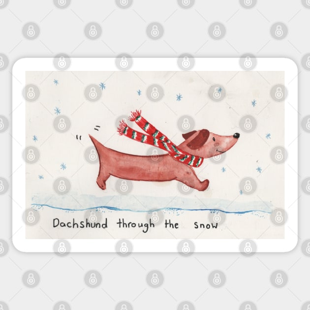 Dachshund through the snow Sticker by Charlotsart